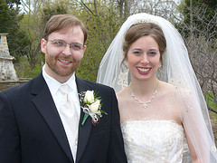 Dabe and Janelle outside after the ceremony